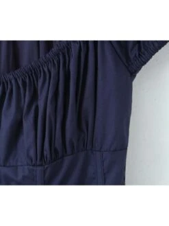 Patchwork Ruched Square Neck Puff Sleeve Dress -Women's Clothing Shop P 20240608104834390 384