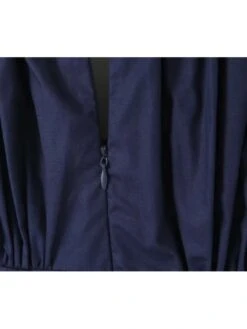 Patchwork Ruched Square Neck Puff Sleeve Dress -Women's Clothing Shop P 20240608104836600 959