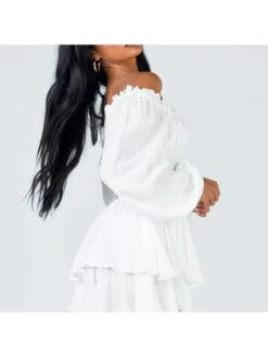 Ruffle Boat Neck Fitted Long Sleeves Dress 7 Ruffle Boat Neck Fitted Long Sleeves Dress -Women's Clothing Shop P 20240608142011900 536