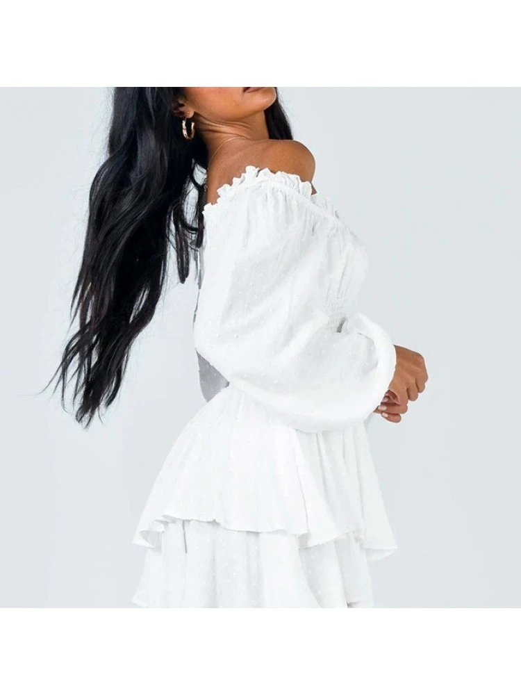Ruffle Boat Neck Fitted Long Sleeves Dress 5 Ruffle Boat Neck Fitted Long Sleeves Dress - Image 3