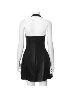 Glossy Halter Low Cut Backless Mini Dress -Women's Clothing Shop P 20240608175606991 415
