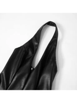 Glossy Halter Low Cut Backless Mini Dress -Women's Clothing Shop P 20240608175607478 511