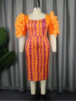 Colorblock Patchwork High Rise Short Sleeve Dress -Women's Clothing Shop P 20240608180406532 708