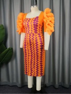 Colorblock Patchwork High Rise Short Sleeve Dress -Women's Clothing Shop P 20240608180407307 257