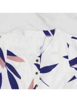 Print High Rise A-line Short Sleeve Dress -Women's Clothing Shop P 20240611093624273 525