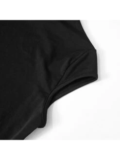 Patchwork Crewneck Backless Short Sleeve Dress -Women's Clothing Shop P 20240611095217219 730