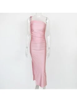 Lace Up One-shoulder Ruched Maxi Dress -Women's Clothing Shop P 20240612090404985 845