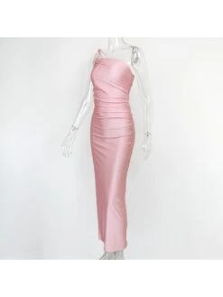 Lace Up One-shoulder Ruched Maxi Dress -Women's Clothing Shop P 20240612090405436 493