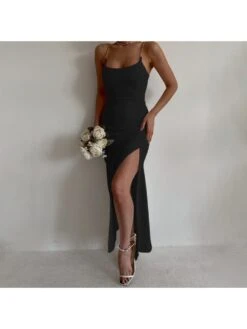 Split Hem Chain Sleeveless Maxi Dress -Women's Clothing Shop P 20240612091628110 519