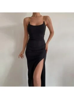 Split Hem Chain Sleeveless Maxi Dress -Women's Clothing Shop P 20240612091628743 471