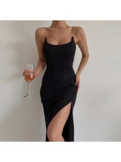 Split Hem Chain Sleeveless Maxi Dress -Women's Clothing Shop P 20240612091629141 649