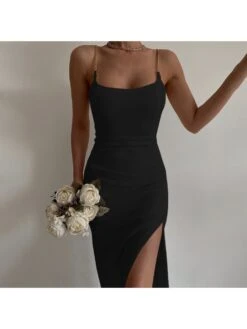 Split Hem Chain Sleeveless Maxi Dress -Women's Clothing Shop P 20240612091629646 386