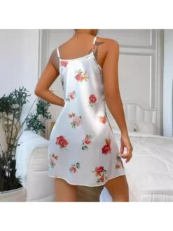 Floral Spaghetti Straps Backless Pajamas Dress -Women's Clothing Shop P 20240612094415693 599