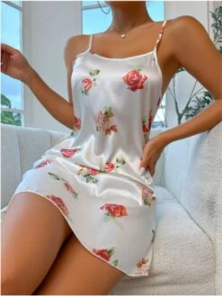 Floral Spaghetti Straps Backless Pajamas Dress -Women's Clothing Shop P 20240612094416841 843