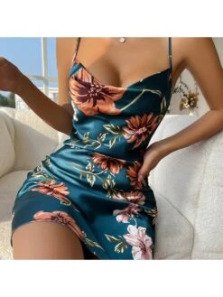 Spaghetti Straps Sleeveless Fitted Pajamas Dress