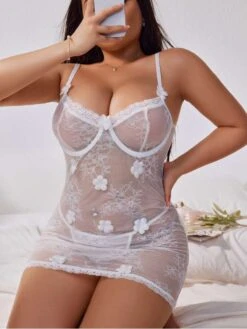 Plus Size Flower Lace Up Sexual Dress -Women's Clothing Shop P 20240613084404446 520