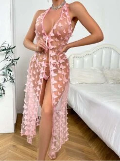 See Through Halter Neck Fitted Sexual Dress Sets