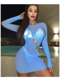 Hotfix Rhinestones Hollow-out Lace Sexual Dress -Women's Clothing Shop P 20240613100007382 377