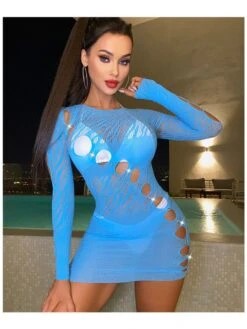 Hotfix Rhinestones Hollow-out Lace Sexual Dress -Women's Clothing Shop P 20240613100008167 705