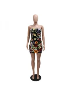 Flower Embroidery Strapless Mini Dress -Women's Clothing Shop P 20240613142807484 704