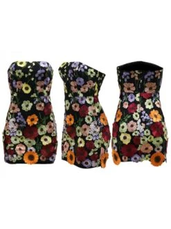 Flower Embroidery Strapless Mini Dress -Women's Clothing Shop P 20240613142808814 316