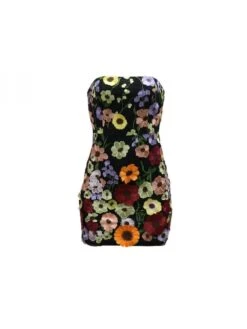 Flower Embroidery Strapless Mini Dress -Women's Clothing Shop P 20240613142813525 834