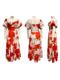 Boat Neck Off Shoulder Puff Sleeve Bohemian Dress -Women's Clothing Shop P 20240614165225004 938