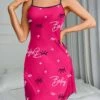 Heart Spaghetti Straps Fitted Pajamas Dress