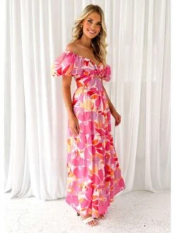 Ruffle Hollow-out Lantern Sleeve Maxi Dress -Women's Clothing Shop P 20240614170415768 150