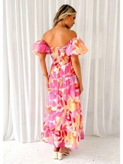 Ruffle Hollow-out Lantern Sleeve Maxi Dress -Women's Clothing Shop P 20240614170416465 131