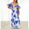 Ruffle Boat Neck Off Shoulder Maxi Dress -Women's Clothing Shop P 20240614170429934 643