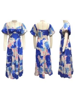 Ruffle Boat Neck Off Shoulder Maxi Dress -Women's Clothing Shop P 20240614170433970 612