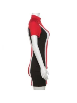 Colorblock Mock Neck Zipper Mini Dress -Women's Clothing Shop P 20240614182814879 707