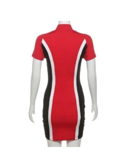 Colorblock Mock Neck Zipper Mini Dress -Women's Clothing Shop P 20240614182815382 969