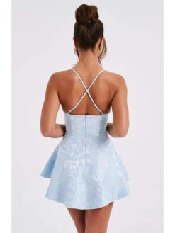 V Neck Jacquard Weave Sleeveless Mini Dress -Women's Clothing Shop P 20240617113634231 520