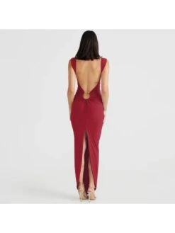 Ruched Metal Ring Sleeveless Maxi Dress -Women's Clothing Shop P 20240617152422169 974