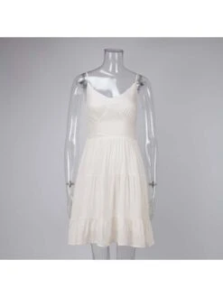 Ruched Smocking V Neck Sleeveless Dress -Women's Clothing Shop P 20240617162819726 818