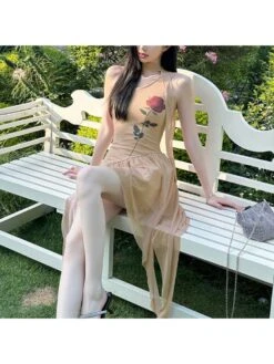 Flower Irregular One Shoulder Mini Dress -Women's Clothing Shop P 20240617164822036 313