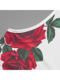 Rose Printed Bodycon Sleeveless Dress -Women's Clothing Shop P 20240617173208131 502