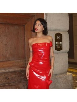 Heart Patchwork PU Strapless Mini Dress -Women's Clothing Shop P 20240618134432740 208