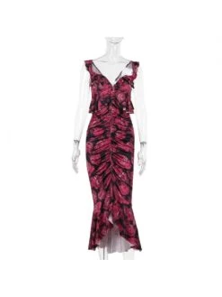 Floral Printed Ruched Sleeveless Maxi Dress -Women's Clothing Shop P 20240618135624183 888
