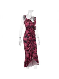 Floral Printed Ruched Sleeveless Maxi Dress -Women's Clothing Shop P 20240618135624709 183