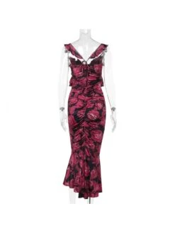 Floral Printed Ruched Sleeveless Maxi Dress -Women's Clothing Shop P 20240618135625165 468