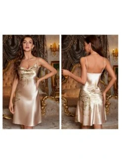 Print Spaghetti Straps Backless Pajamas Dress -Women's Clothing Shop P 20240618141625205 815