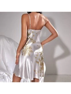 Spaghetti Straps Sleeveless Backless Pajamas Dress 9 Spaghetti Straps Sleeveless Backless Pajamas Dress -Women's Clothing Shop P 20240618162826236 765