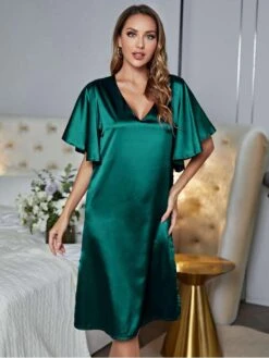 Solid Color Loose Pajamas Dress