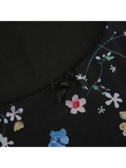 Disty Floral Printing Square Neck Fitted Short Sleeve Dress -Women's Clothing Shop P 20240618170408439 639