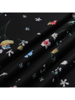 Disty Floral Printing Square Neck Fitted Short Sleeve Dress -Women's Clothing Shop P 20240618170411606 729