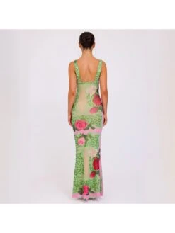 Floral Printed Slim Sleeveless Maxi Dress -Women's Clothing Shop P 20240618170443928 495