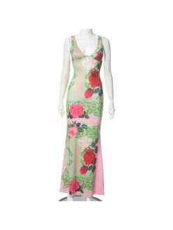 Floral Printed Slim Sleeveless Maxi Dress -Women's Clothing Shop P 20240618170447708 781
